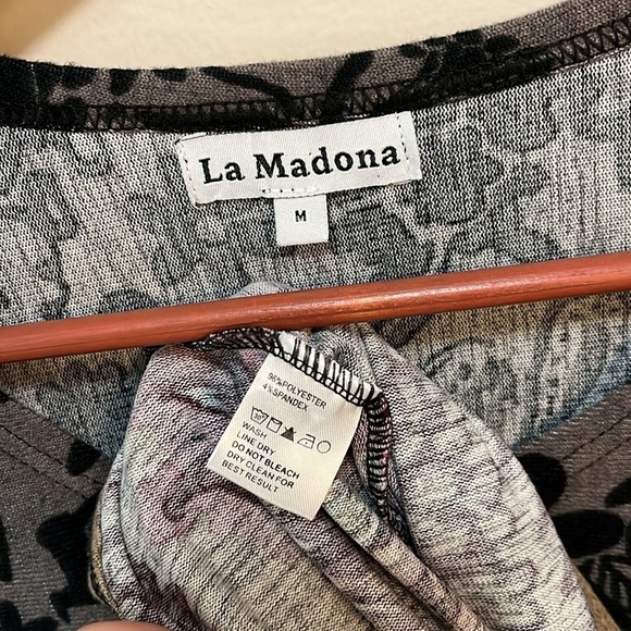 La Madona Tunic Soft Long Sleeve Owl Animal Print Scoop-neck Pullover Top size M - Picture 7 of 9